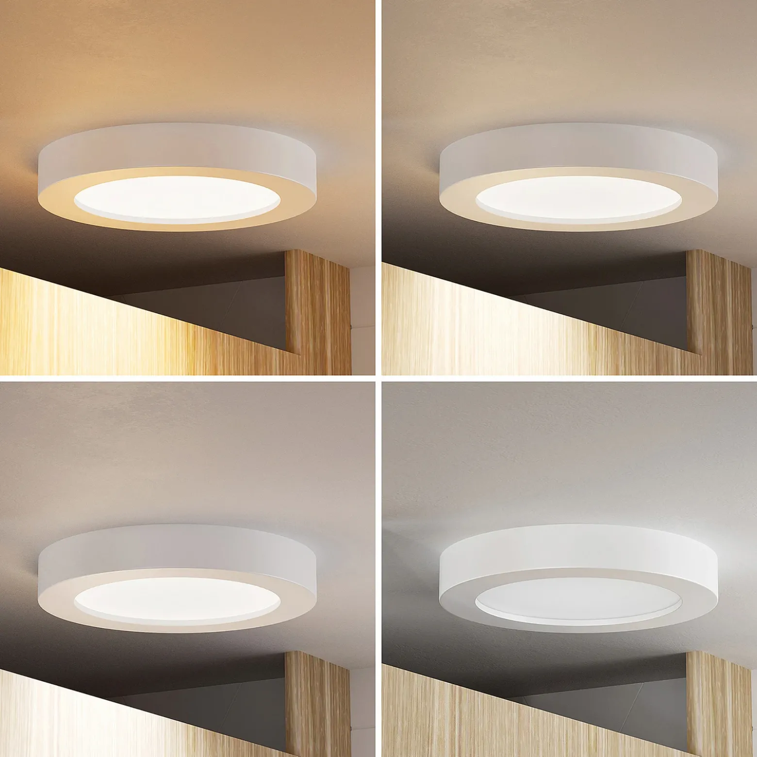 Plafón LED PRIOS Edwina, blanco, 23 cm, CCT, IP44