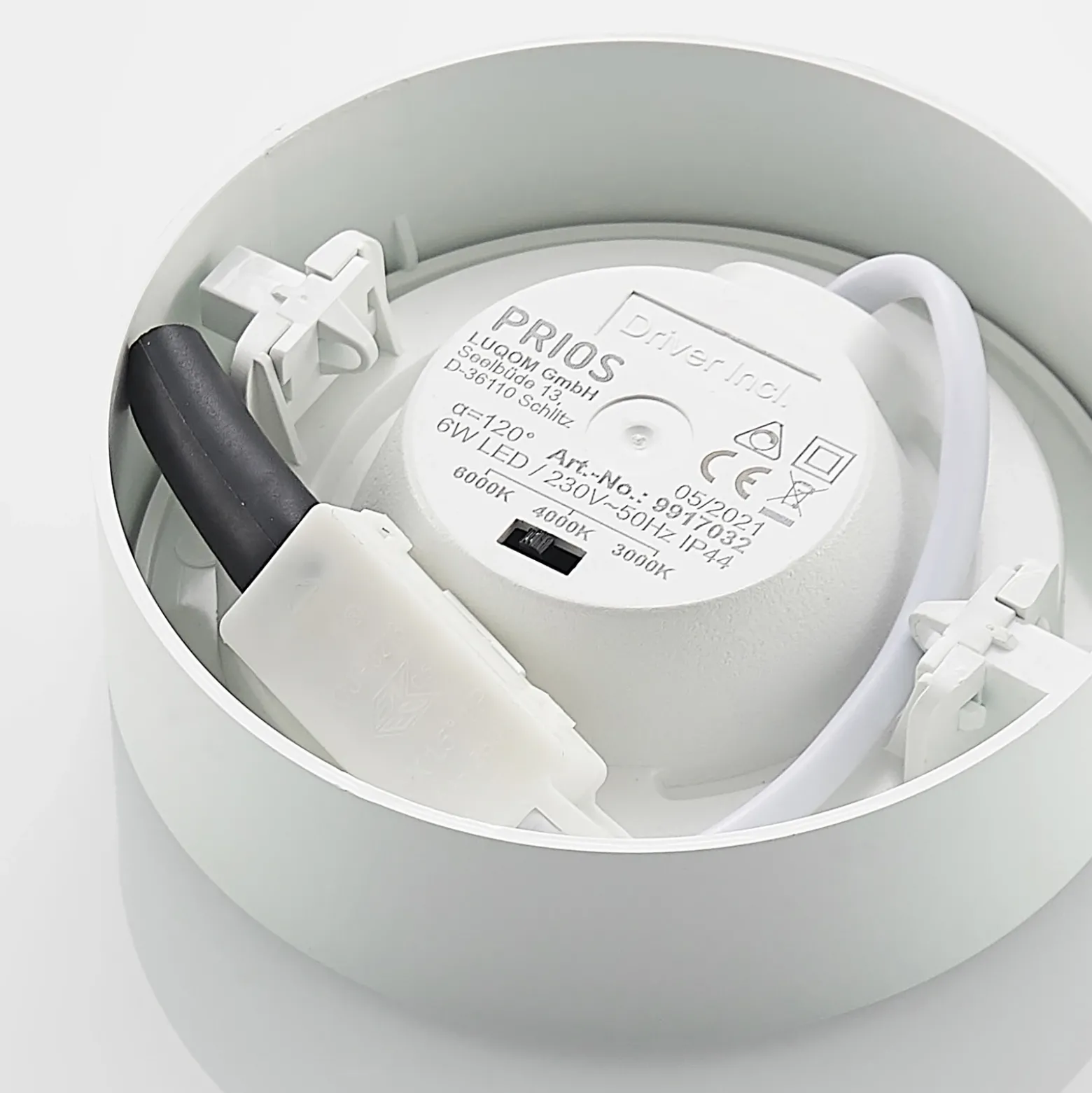 Plafón LED PRIOS Edwina, blanco, 12 cm, CCT, IP44
