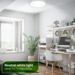 Plafón LED Pulap A, cromo mate, Ø 33 cm, plástico