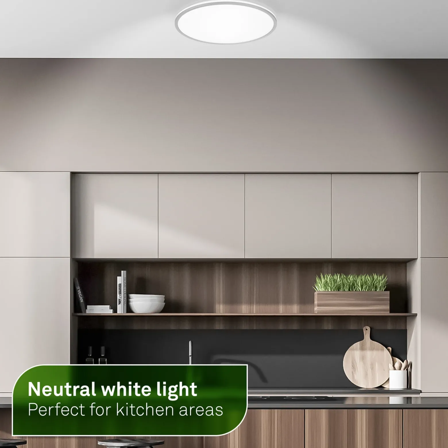 Plafón LED Pulap A, cromo mate, Ø 33 cm, plástico
