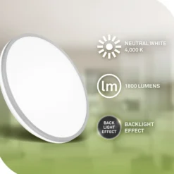 Plafón LED Pulap A, cromo mate, Ø 33 cm, plástico