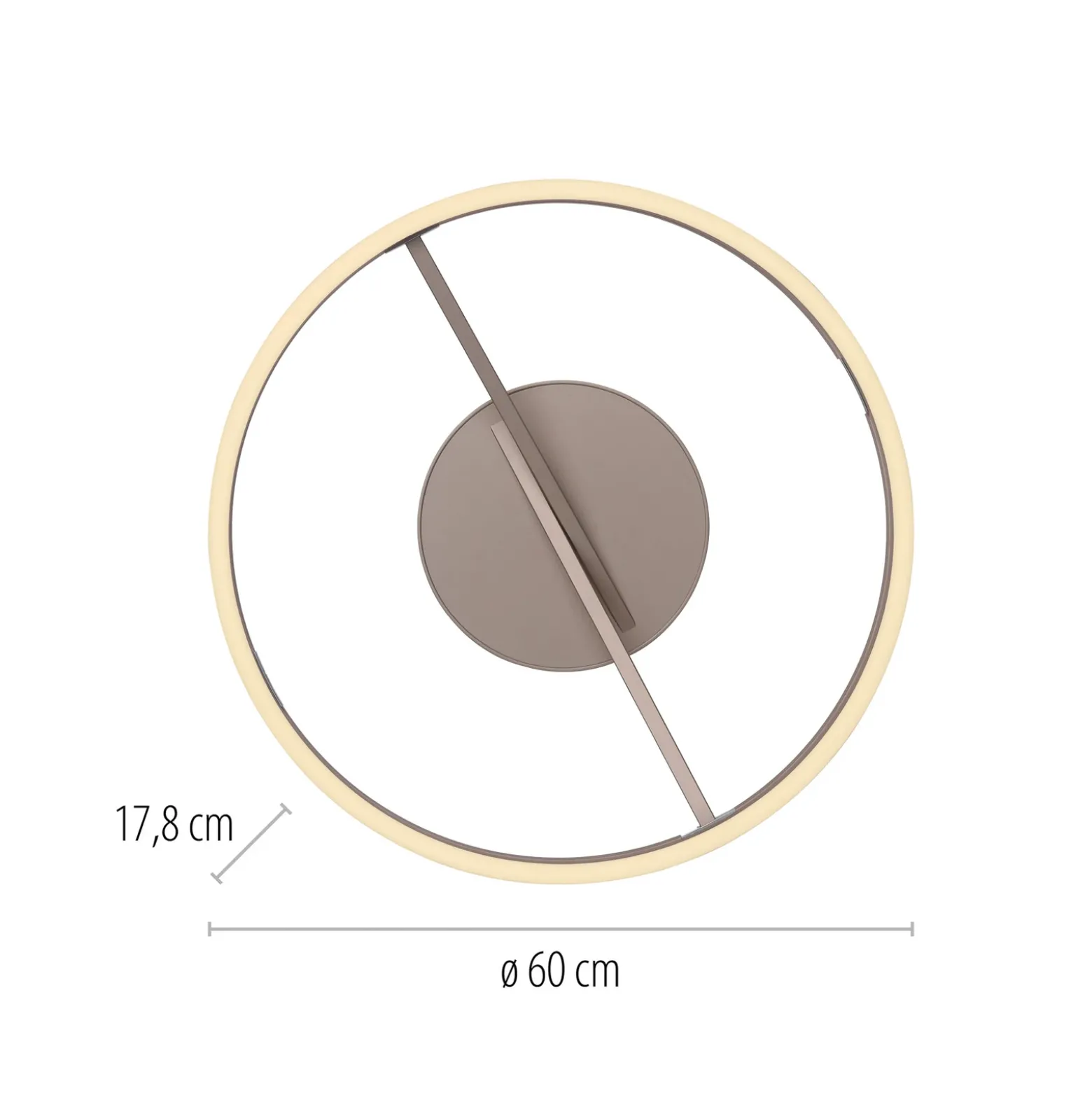Plafón LED PURE Loop color bronce, metal Ø 60 cm CCT