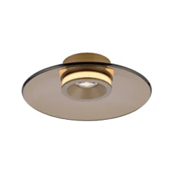 Plafón LED PURE Moon, bronce, Ø 32 cm, cristal/aluminio