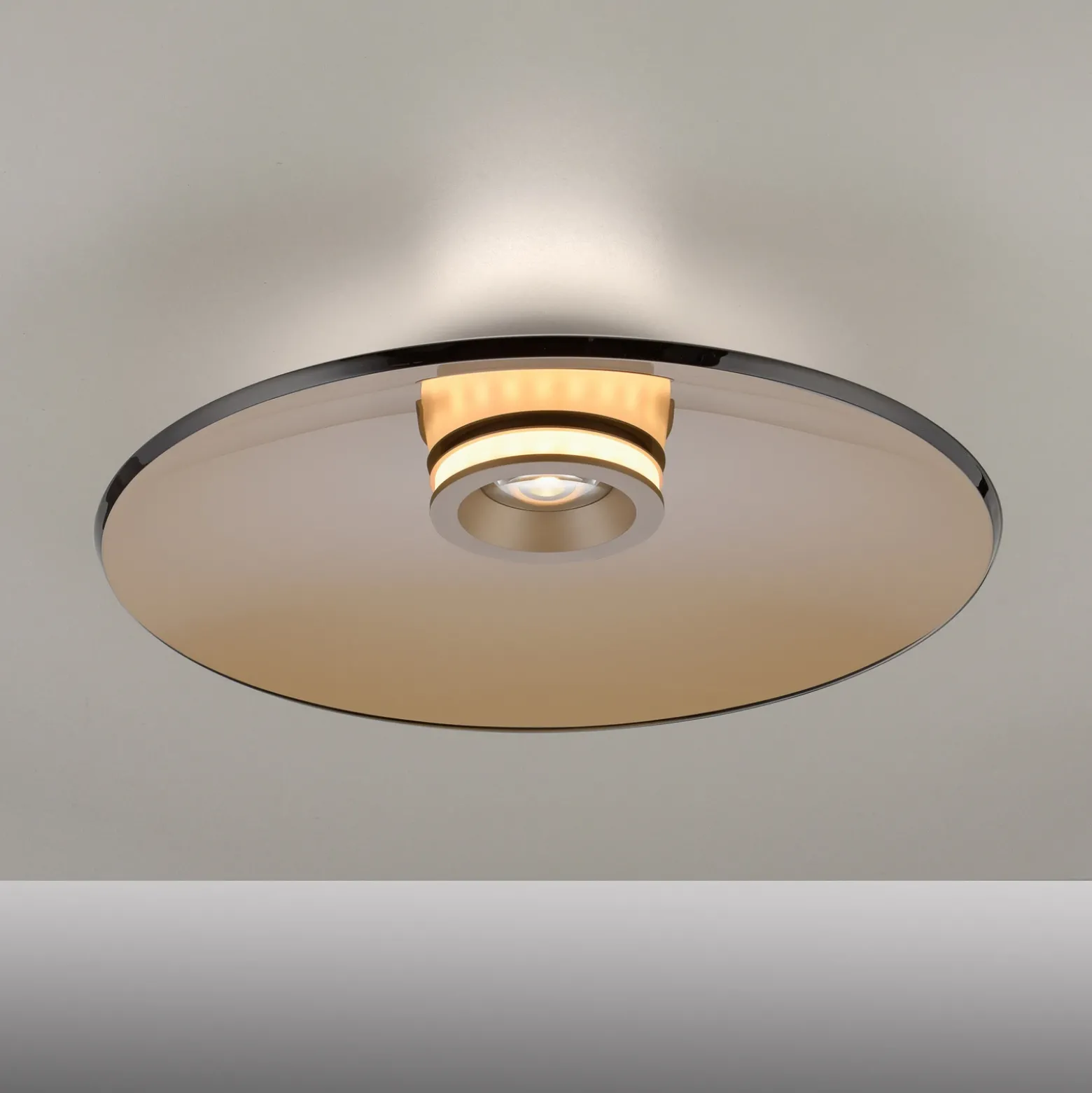 Plafón LED PURE Moon, bronce, Ø 50 cm, cristal/aluminio