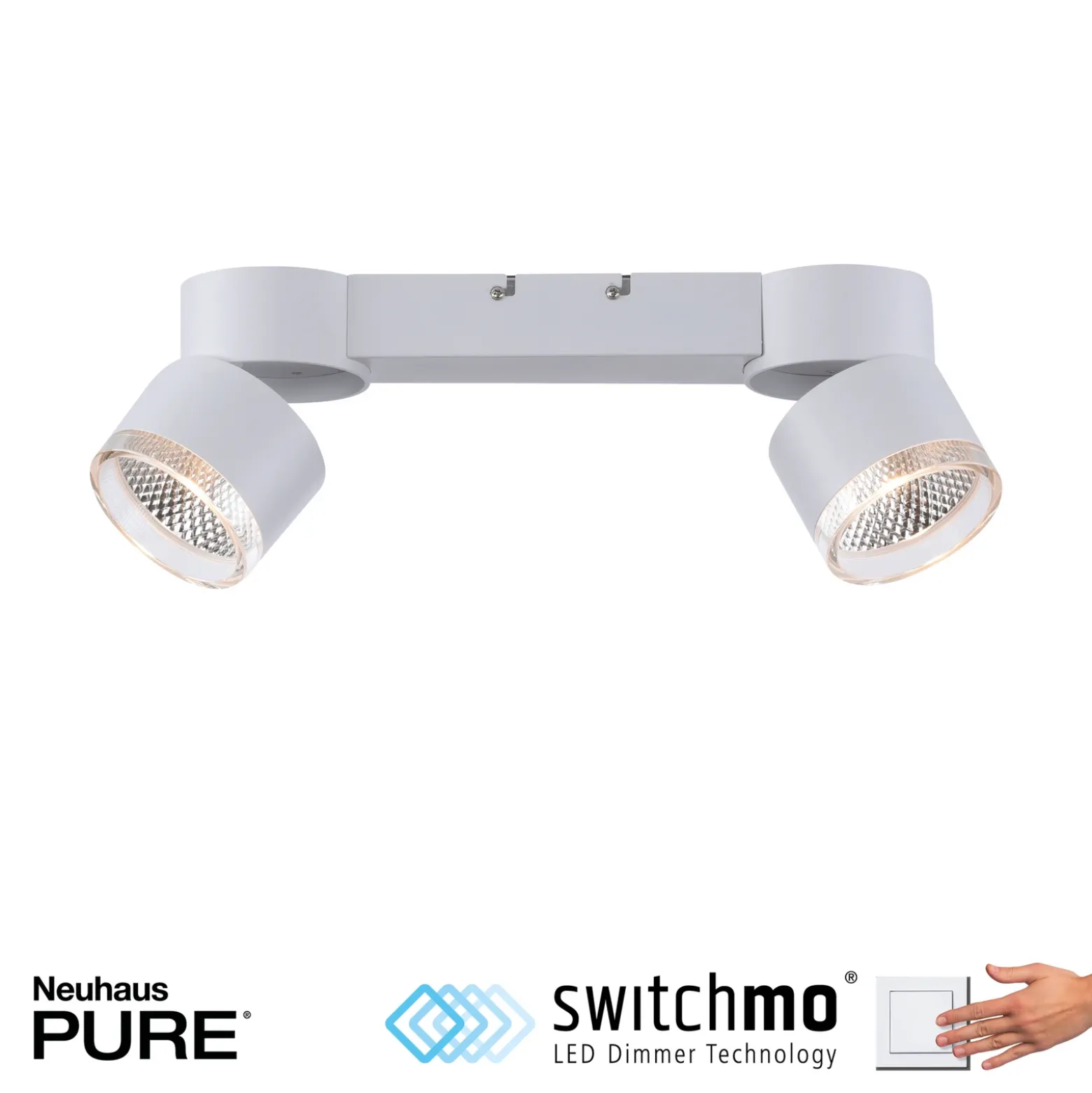 Plafón LED PURE Nola, con 2 luces, blanco