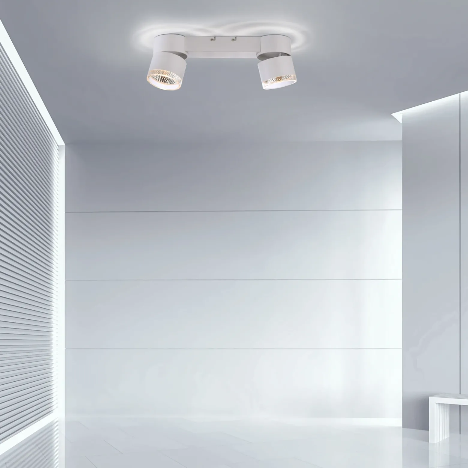 Plafón LED PURE Nola, con 2 luces, blanco