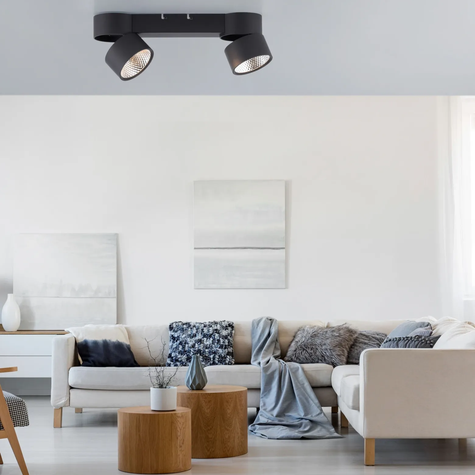 Plafón LED PURE Nola, con 2 luces, negro
