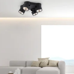 Plafón LED PURE Nola, de 4 luces, negro