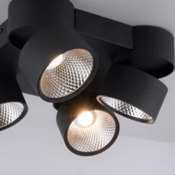 Plafón LED PURE Nola, de 4 luces, negro