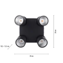 Plafón LED PURE Nola, de 4 luces, negro