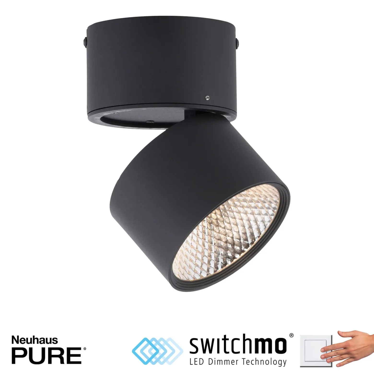 Plafón LED PURE Nola, de 1 luz, negro