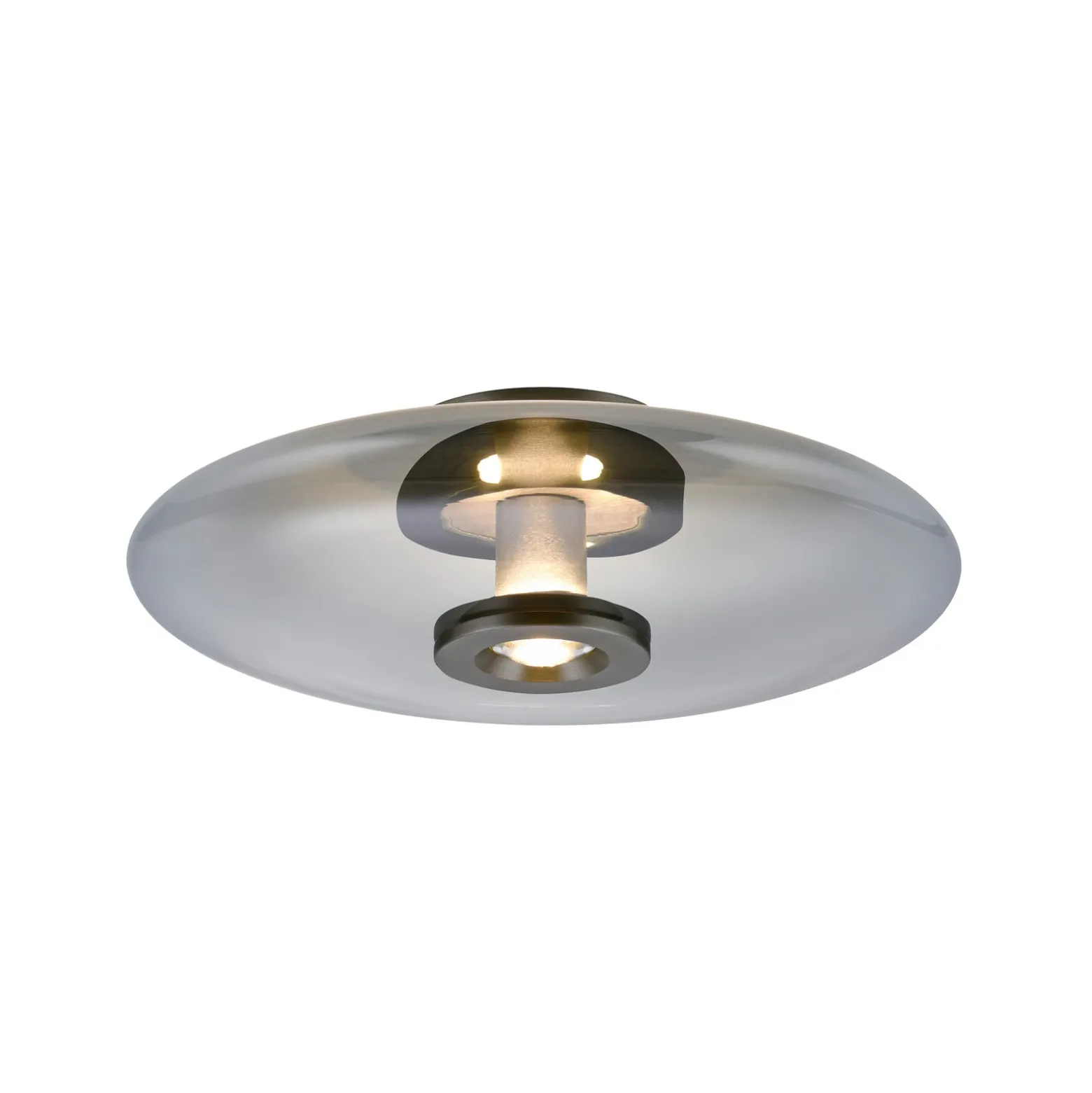 Plafón LED PURE Vitrum, gris, cristal/aluminio, Ø 45 cm