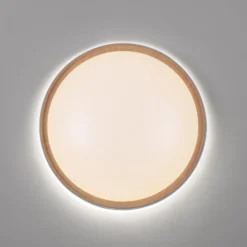 Plafón LED Q-EMILIA de Paul Neuhaus, gris/madera