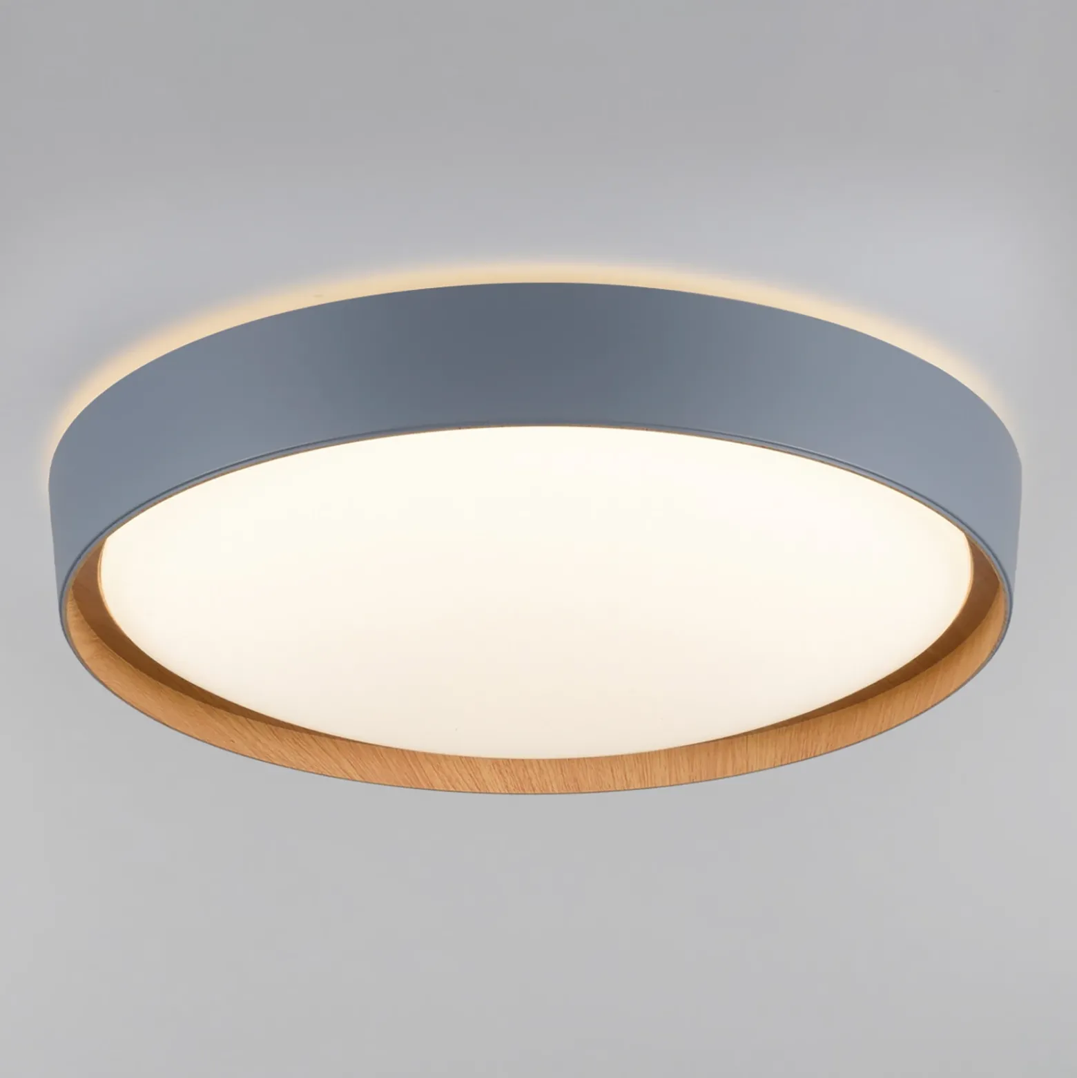 Plafón LED Q-EMILIA de Paul Neuhaus, gris/madera