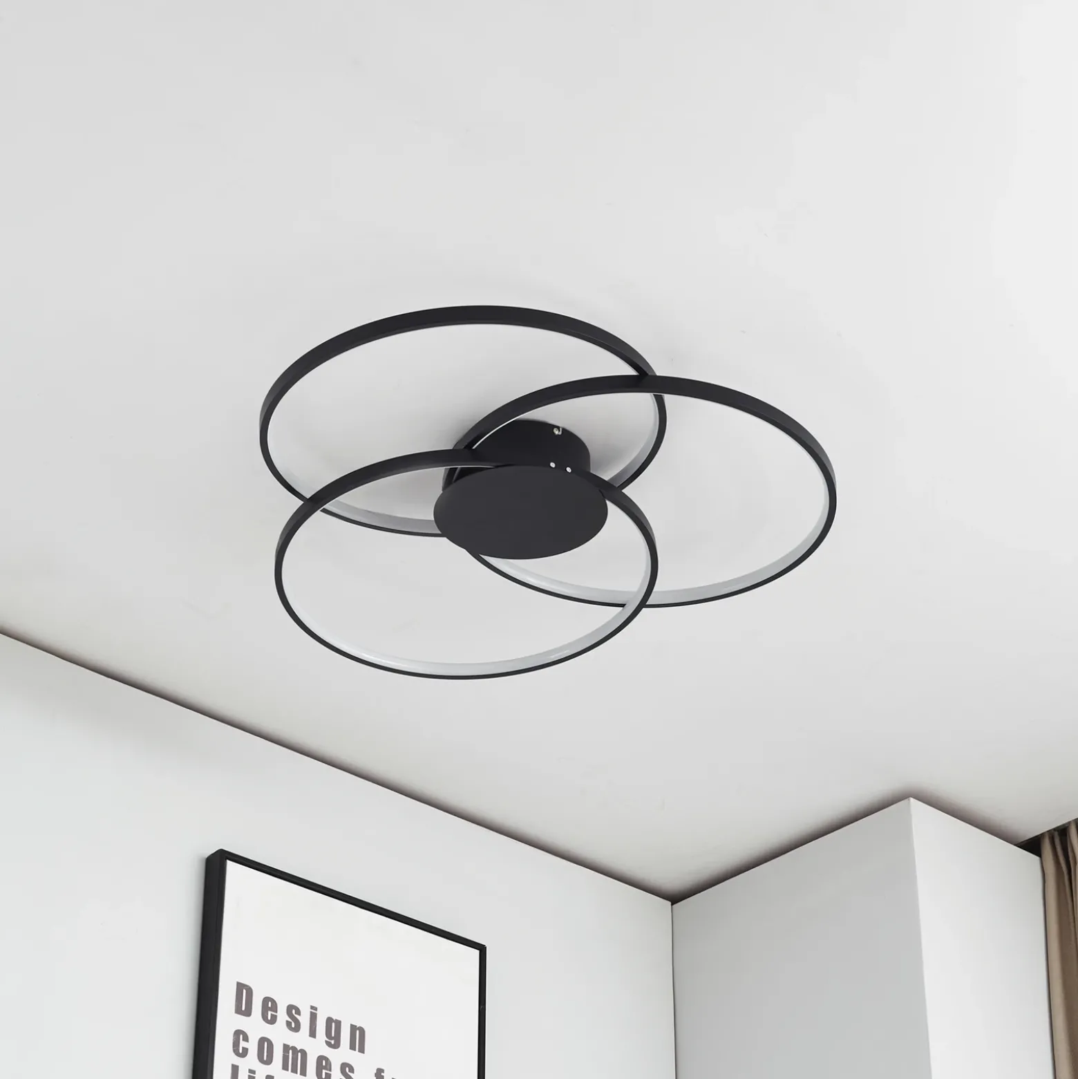 Plafón LED Riley de Lindby, negro, 3000 K, atenuable
