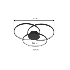 Plafón LED Riley de Lindby, negro, 3000 K, atenuable