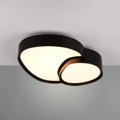 Plafón LED Rise, negro, 43 x 36 cm, CCT, atenuable