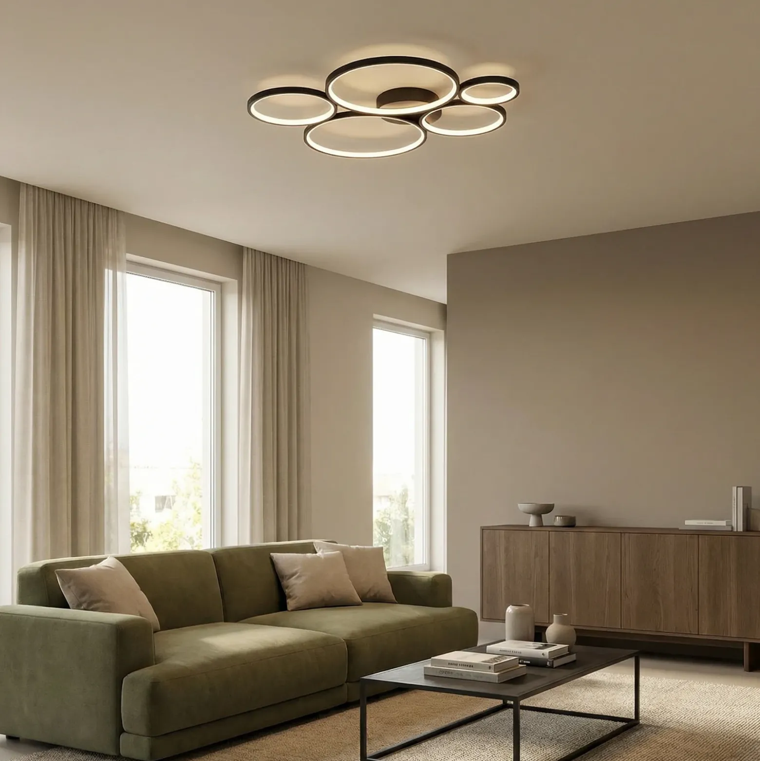 Plafón LED Rondo, negro mate