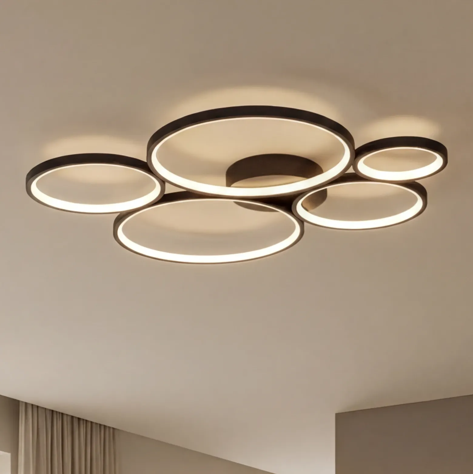 Plafón LED Rondo, negro mate