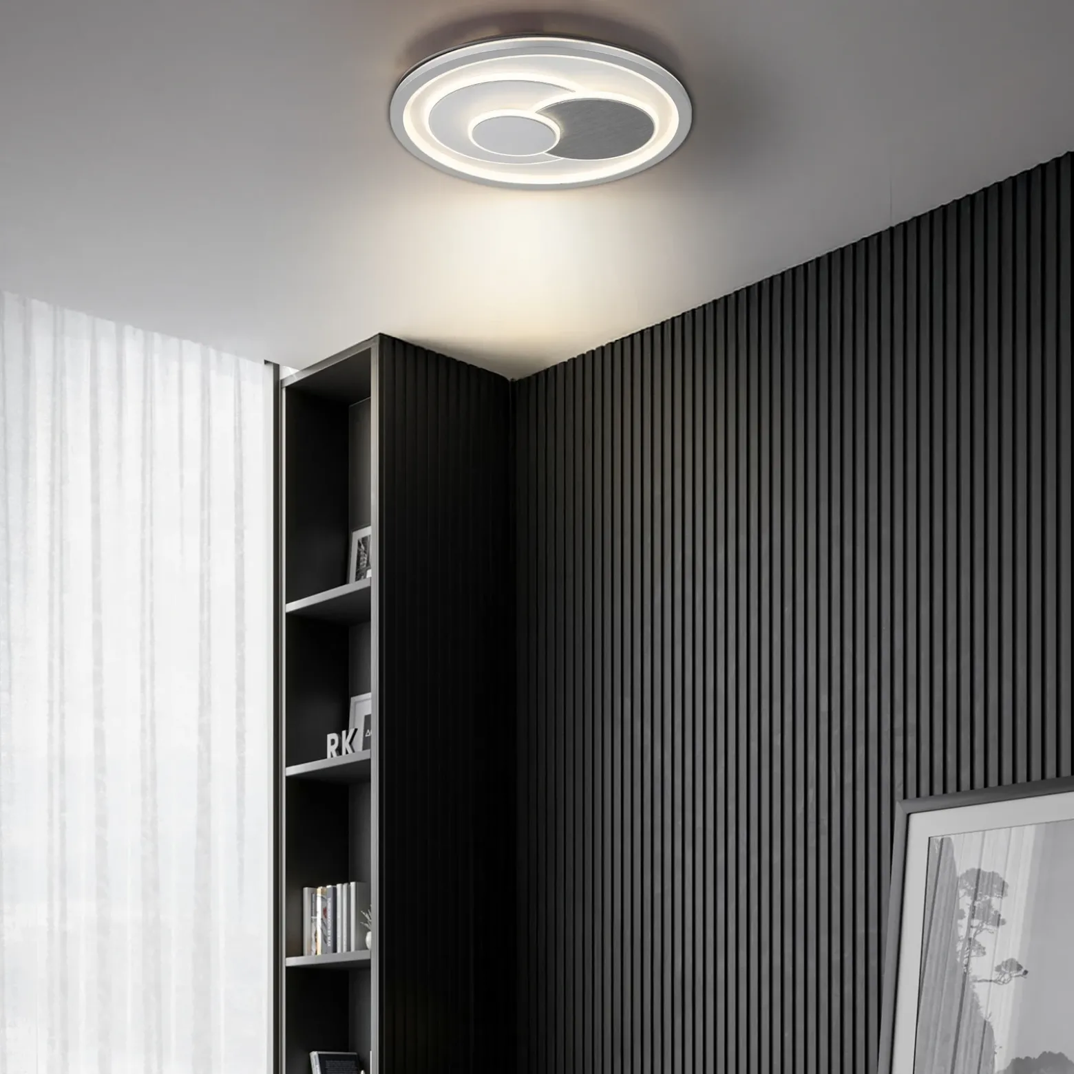 Plafón LED Ruiz I, blanco/plata, Ø 48 cm, CCT