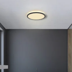 Plafón LED Sapana, negro, redondo, atenuable