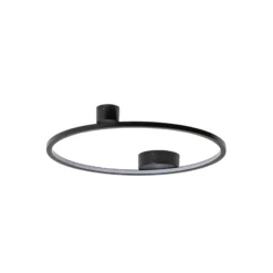 Plafón LED Saturno, negro, Ø 50 cm, metal, 4000 K
