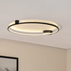 Plafón LED Saturno, negro, Ø 80 cm, metal, 4000 K