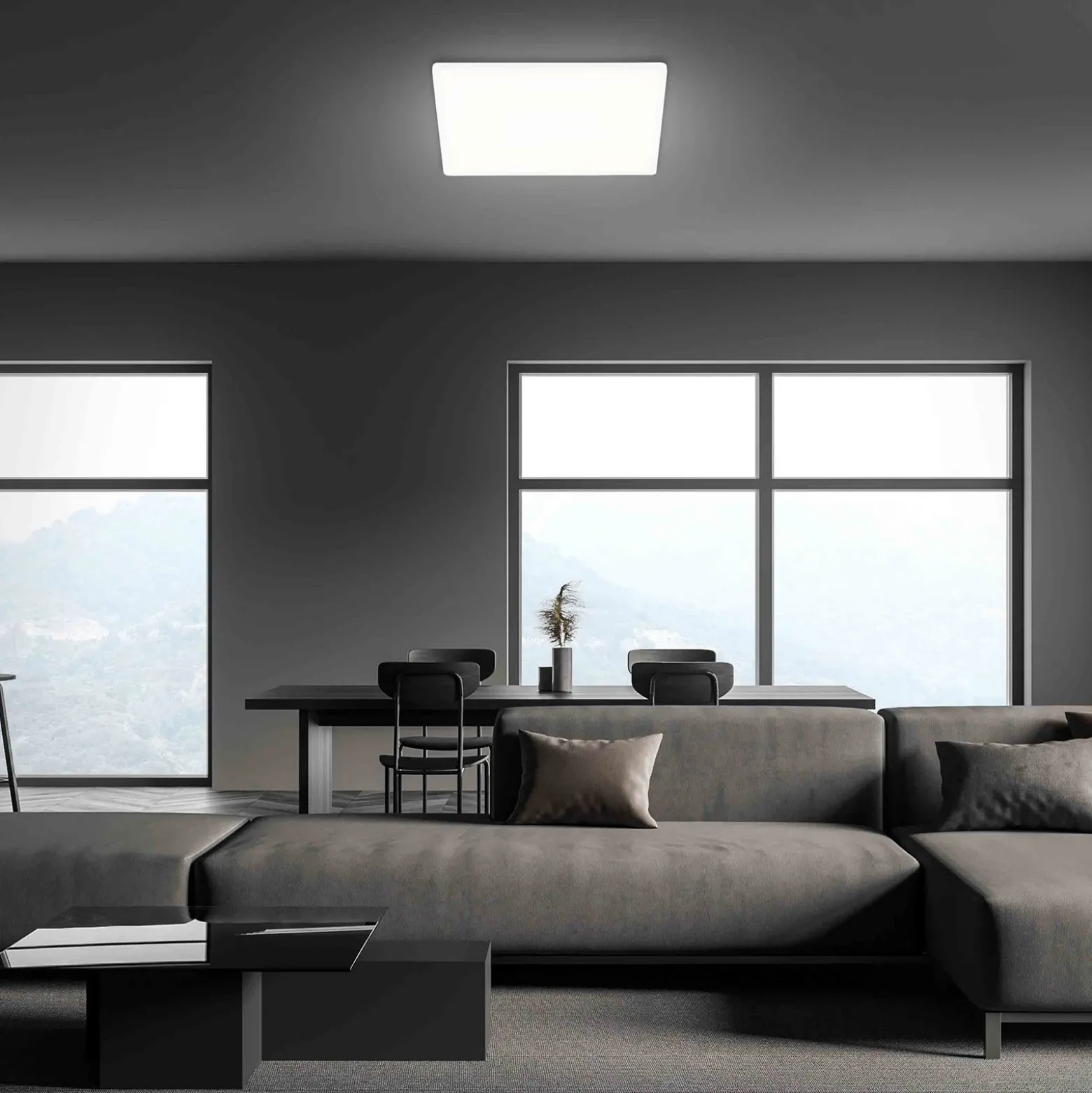 Plafón LED Slim, angular 42 x 42 cm
