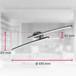 Plafón LED Snore, 2 luces, negro, metal, 3000 K