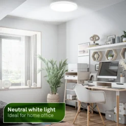 Plafón LED Tava A, Ø 29 cm, plástico, blanco