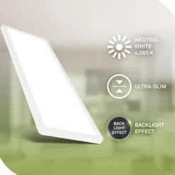 Plafón LED Tava A, 58x20 cm, plástico, blanco