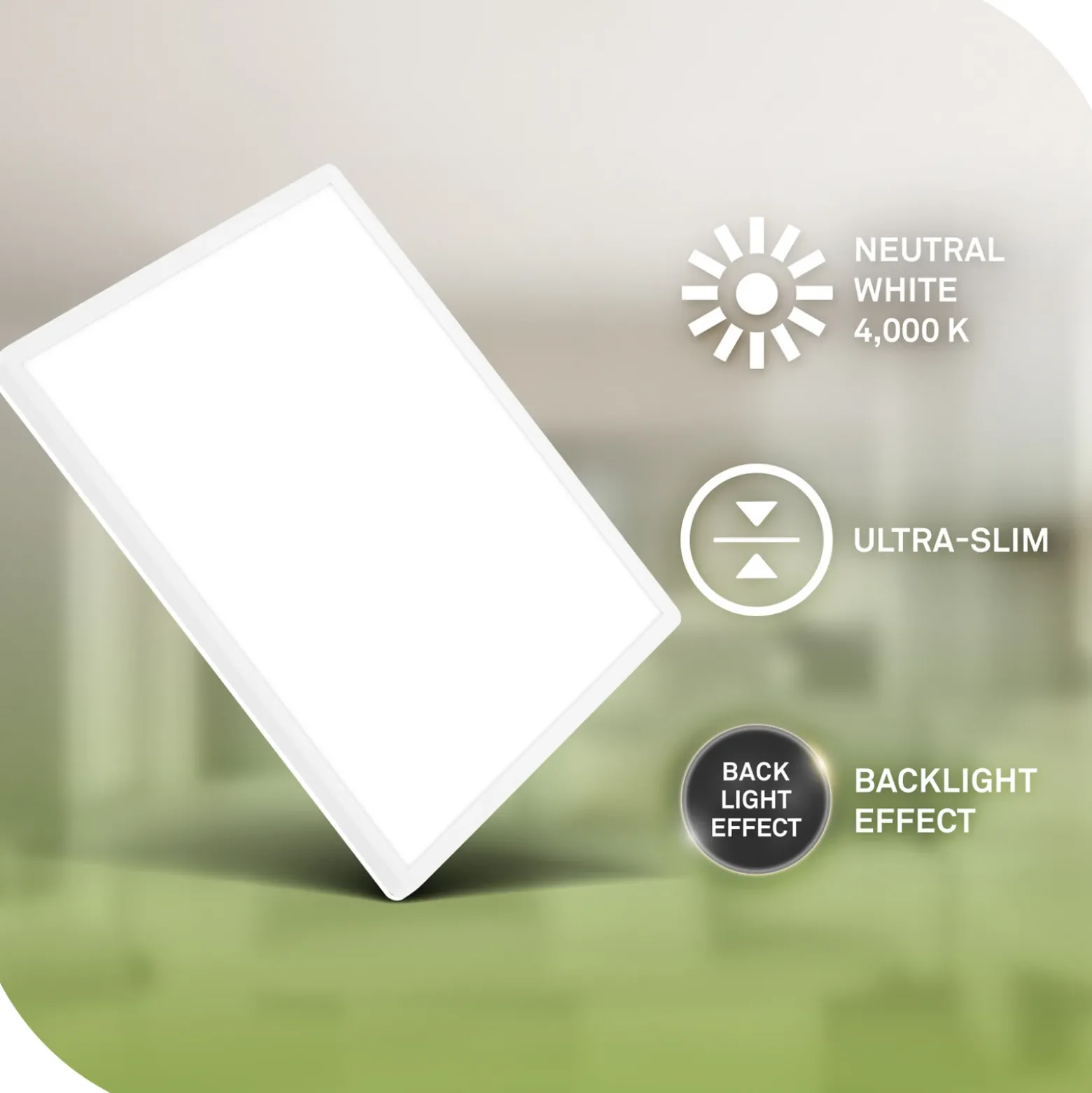 Plafón LED Tava A, 42 x 42 cm, plástico, blanco
