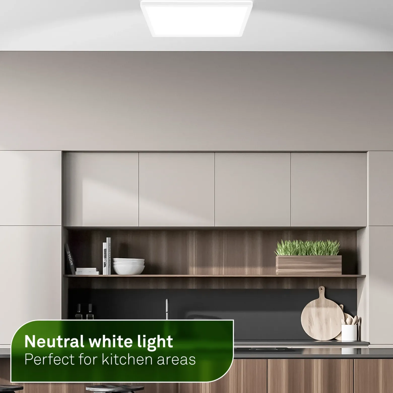 Plafón LED Tava A, 42 x 42 cm, plástico, blanco
