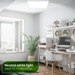 Plafón LED Tava A, 42 x 42 cm, plástico, blanco