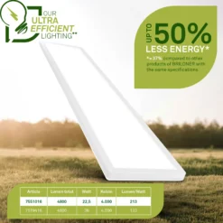 Plafón LED Tava A, 98x20 cm, plástico, blanco