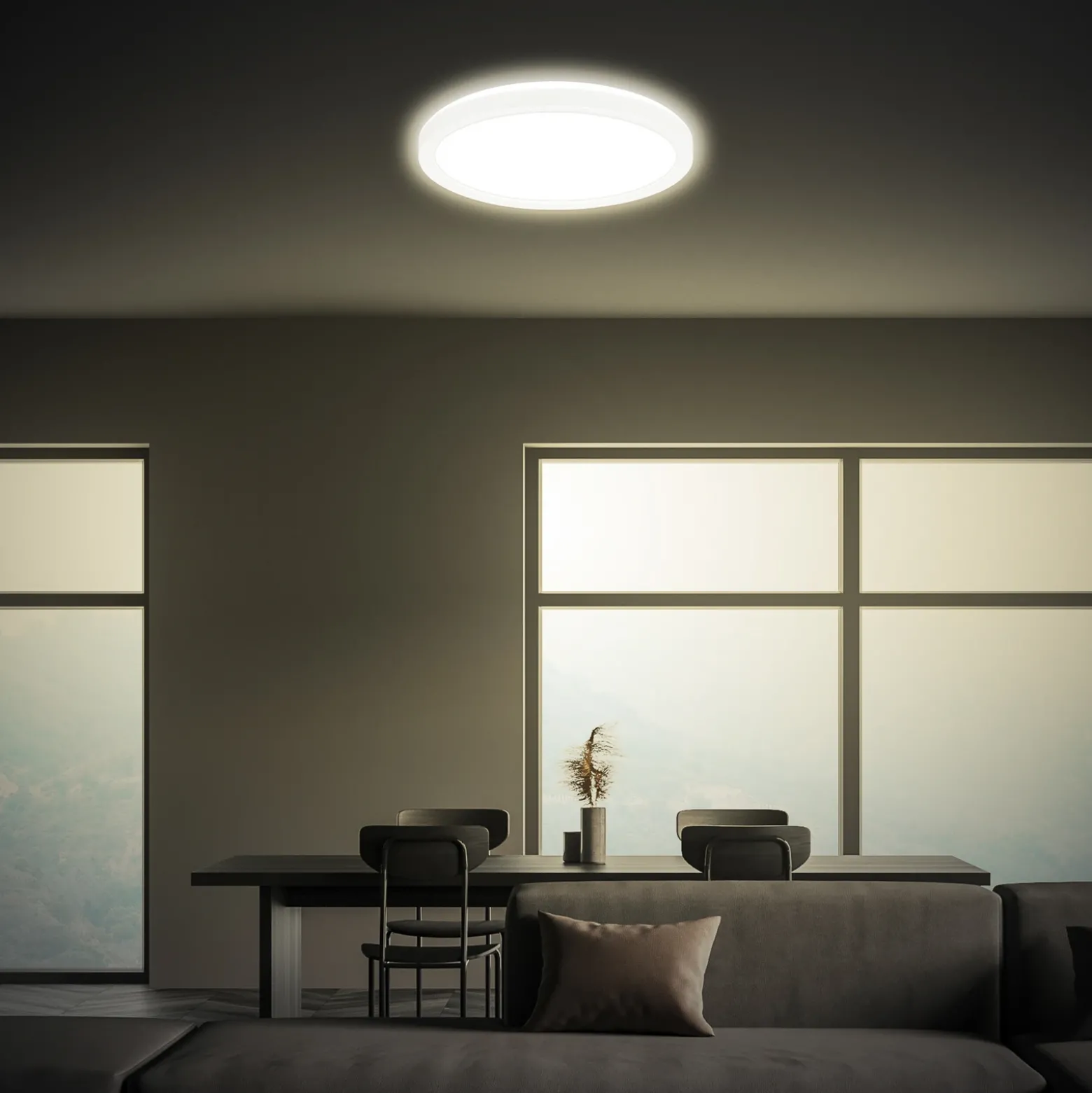 Plafón LED Tava, blanco, Ø 24 cm, plástico