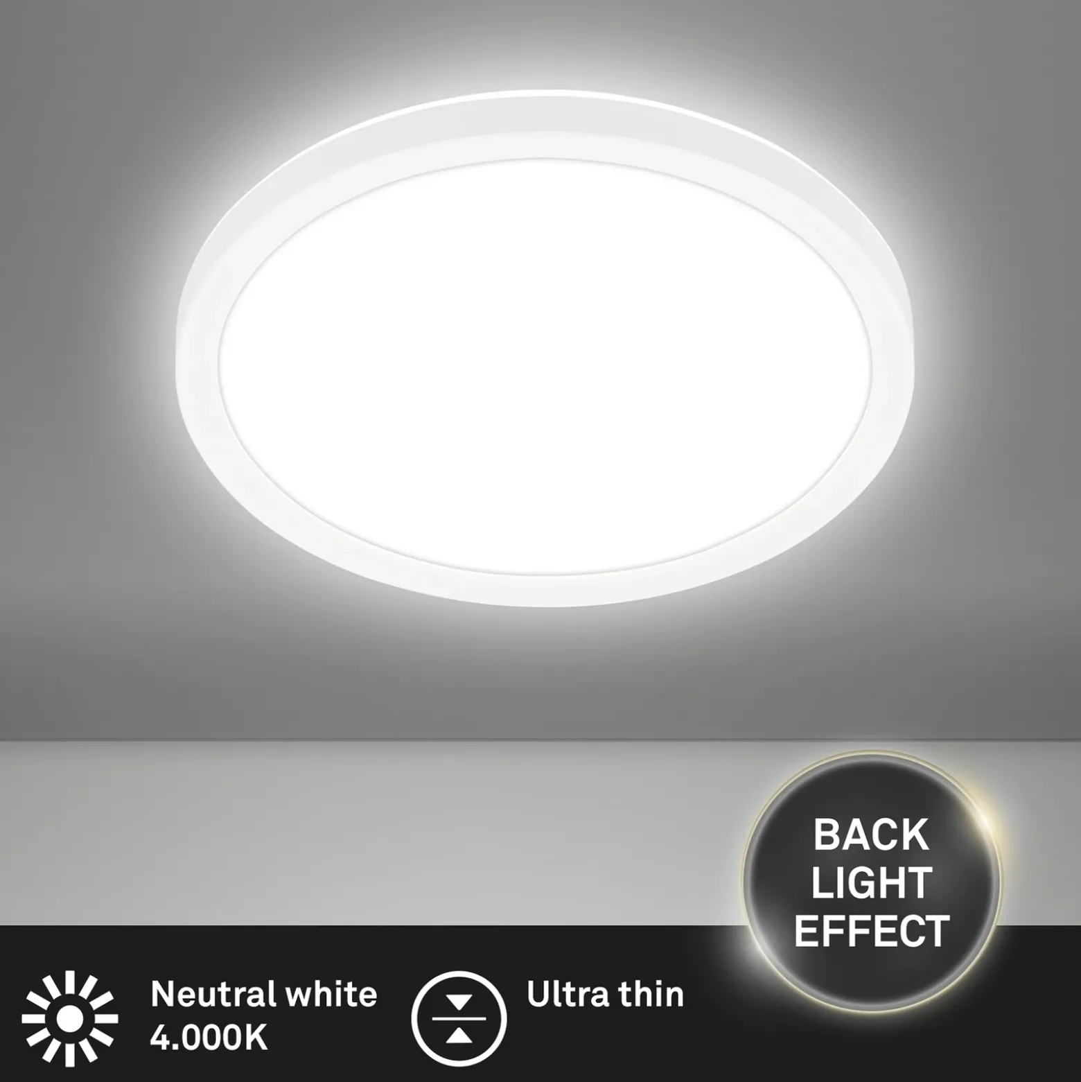 Plafón LED Tava, blanco, Ø 24 cm, plástico