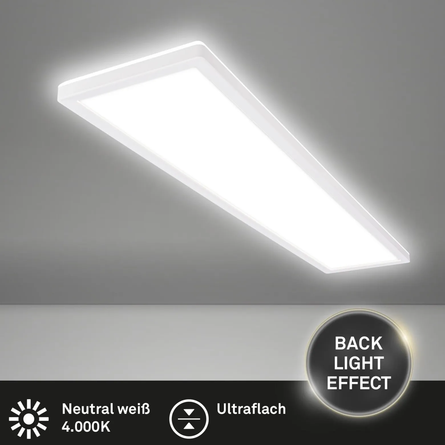 Plafón LED Tava, blanco, plástico, 98 cm, retroiluminación