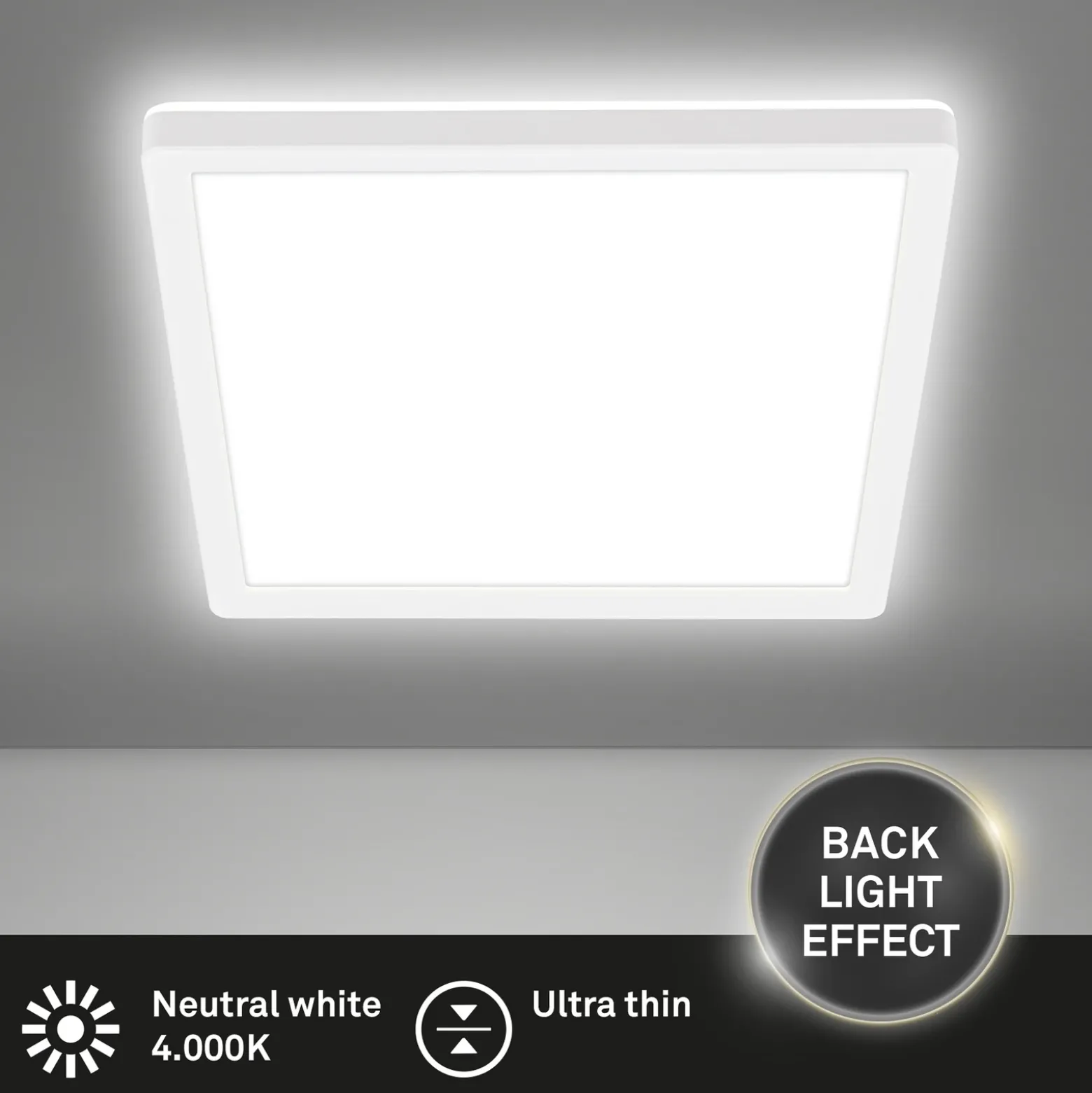 Plafón LED Tava, blanco, 24 x 24 cm, plástico