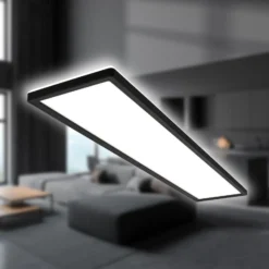 Plafón LED Tava, negro, plástico, 98 cm, retroiluminación