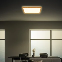 Plafón LED Tava Wood, 29 x 29 cm, plástico, 3000 K