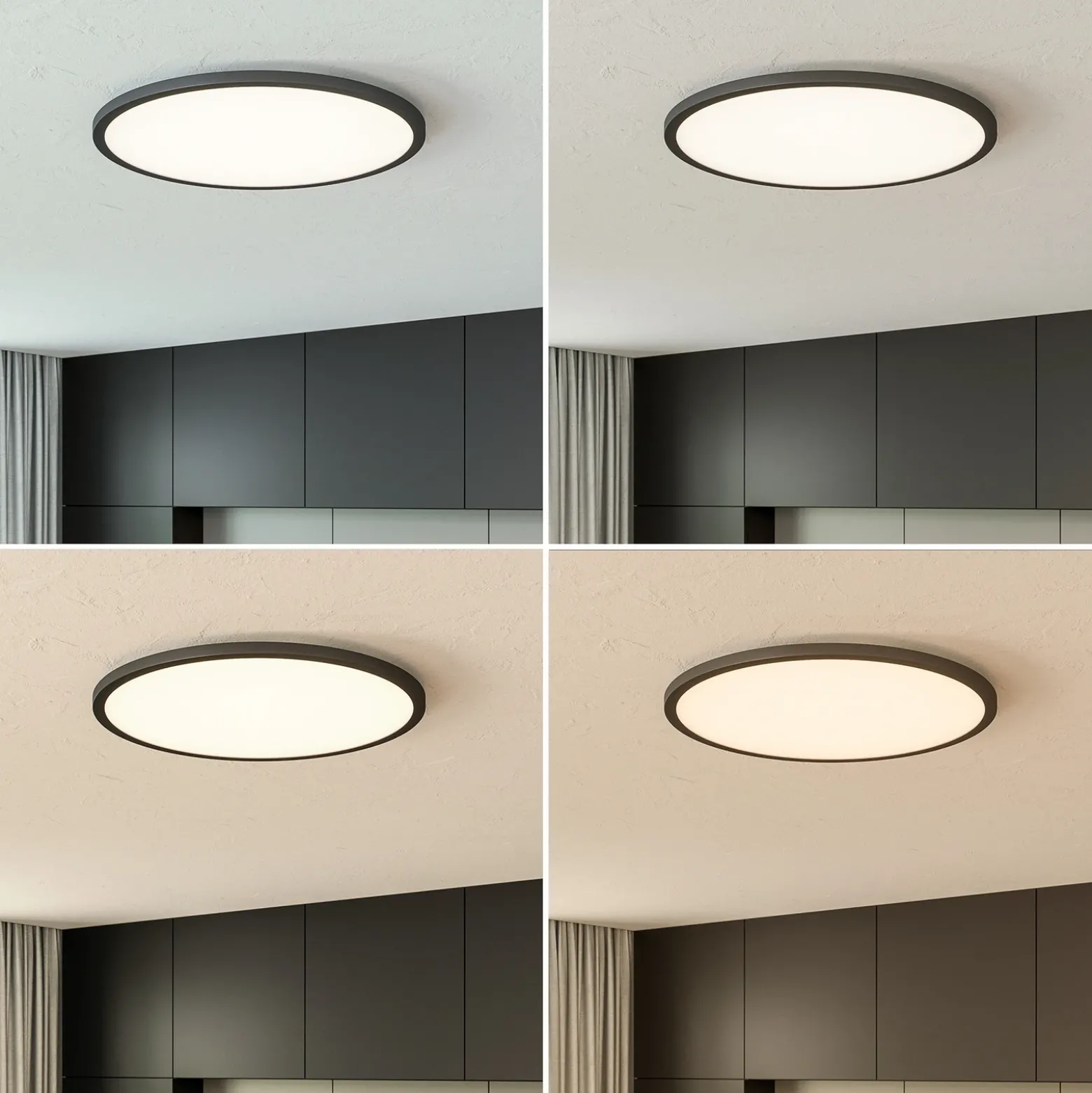 Plafón LED Tuco CCT, atenuable, negro Ø 50 cm