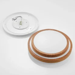 Plafón LED Vaako de Lindby, Ø 41 cm, metal, aspecto madera