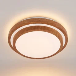 Plafón LED Vaako de Lindby, Ø 41 cm, metal, aspecto madera