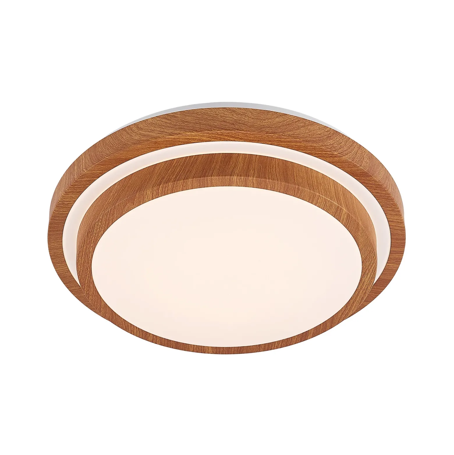 Plafón LED Vaako de Lindby, Ø 41 cm, metal, aspecto madera