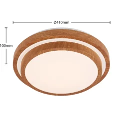 Plafón LED Vaako de Lindby, Ø 41 cm, metal, aspecto madera