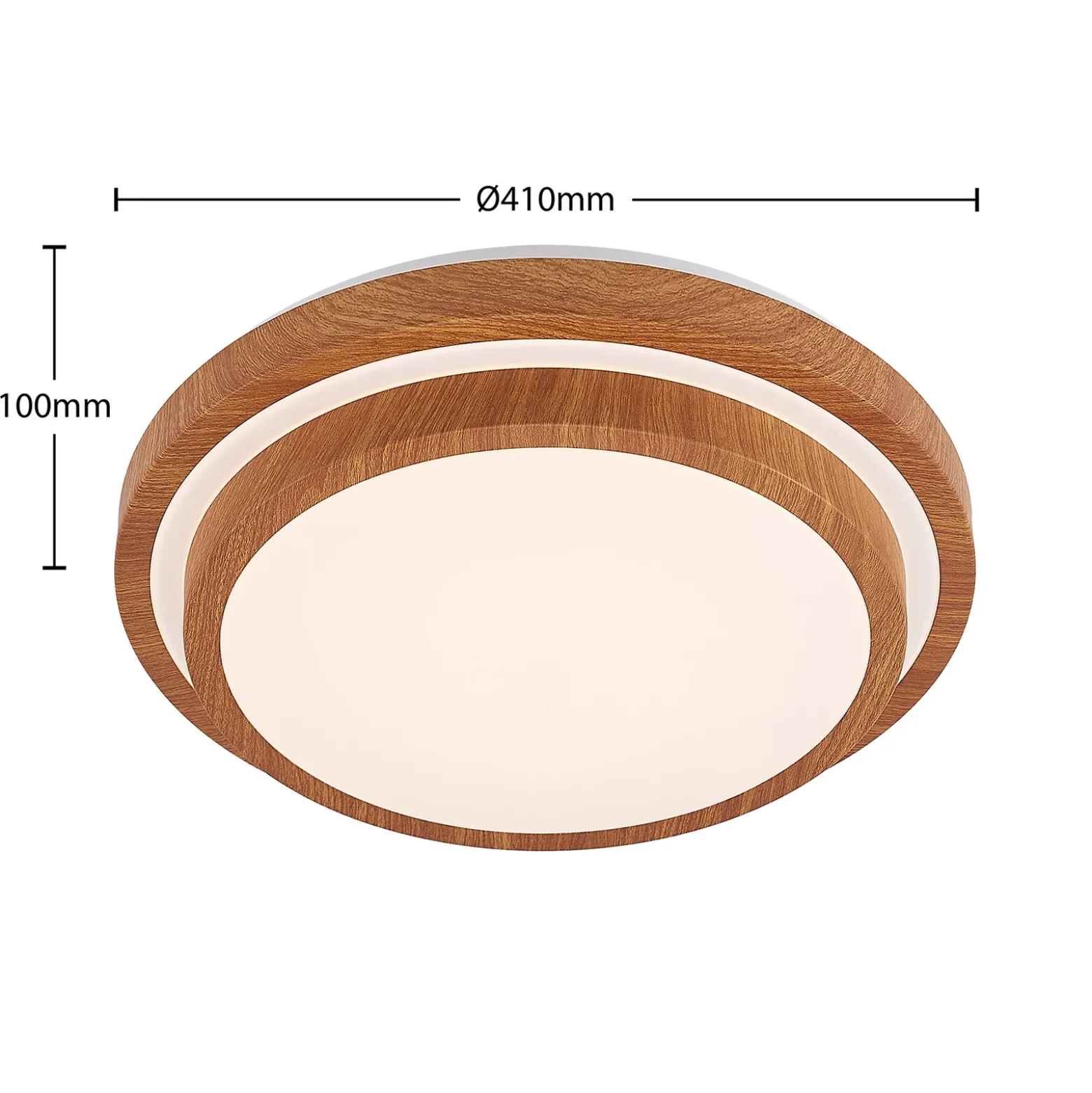 Plafón LED Vaako de Lindby, Ø 41 cm, metal, aspecto madera