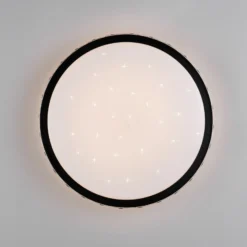 Plafón LED Varda, negro, Ø 39 cm, control remoto