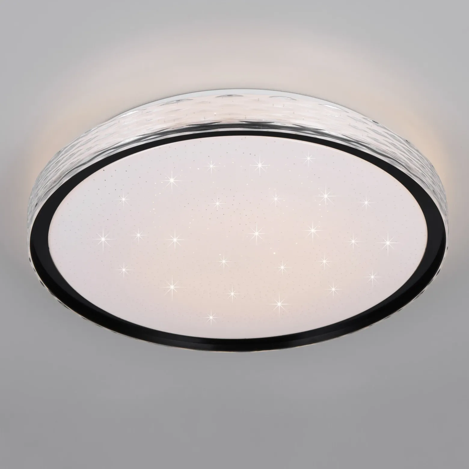 Plafón LED Varda, negro, Ø 39 cm, control remoto