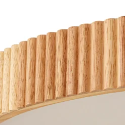 plafón LED Velua de Lindby, blanco/madera clara, CCT, Ø 50 cm